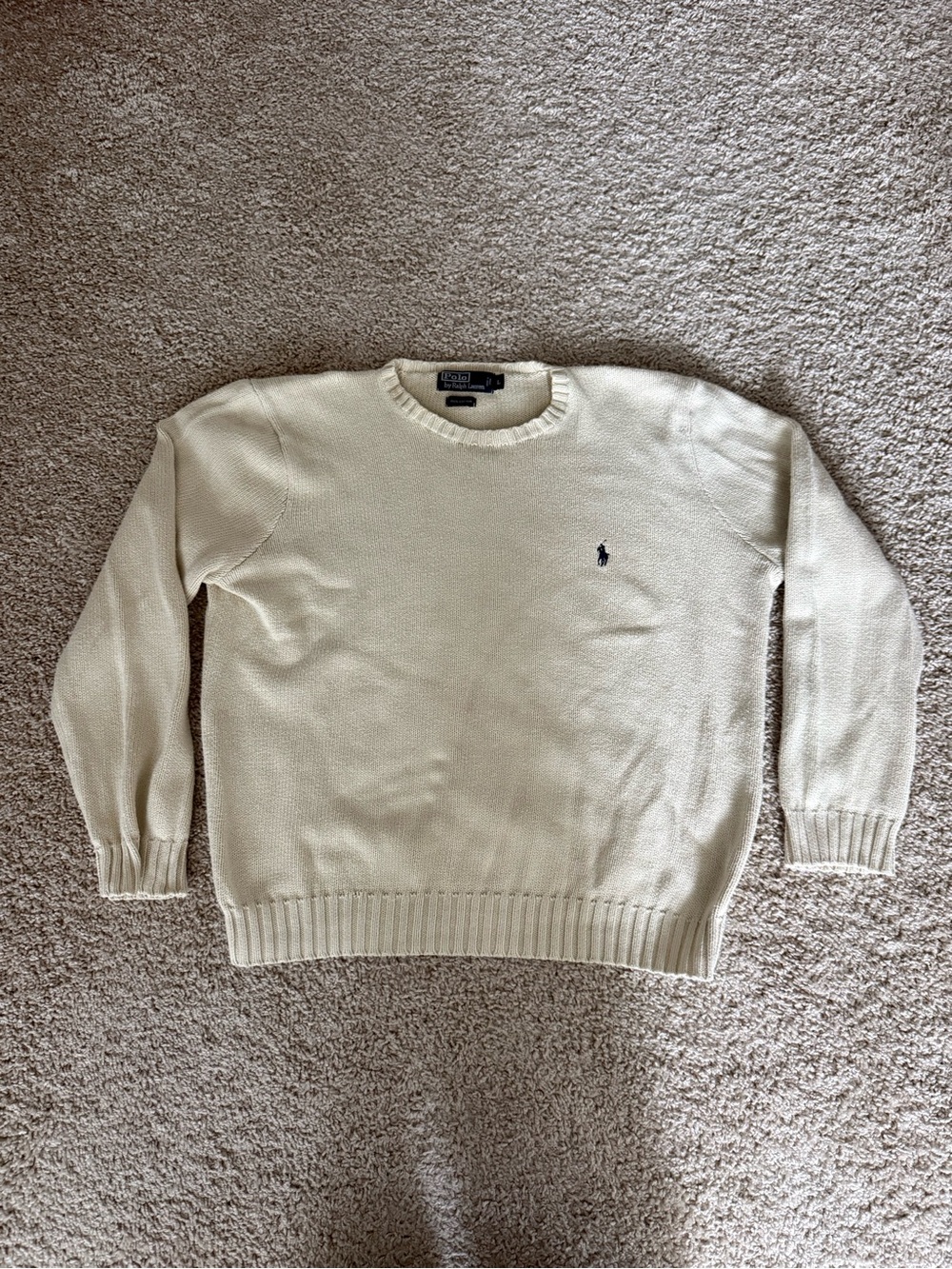 Polo by Ralph Lauren Vintage 100% Cotton Cream Sweater